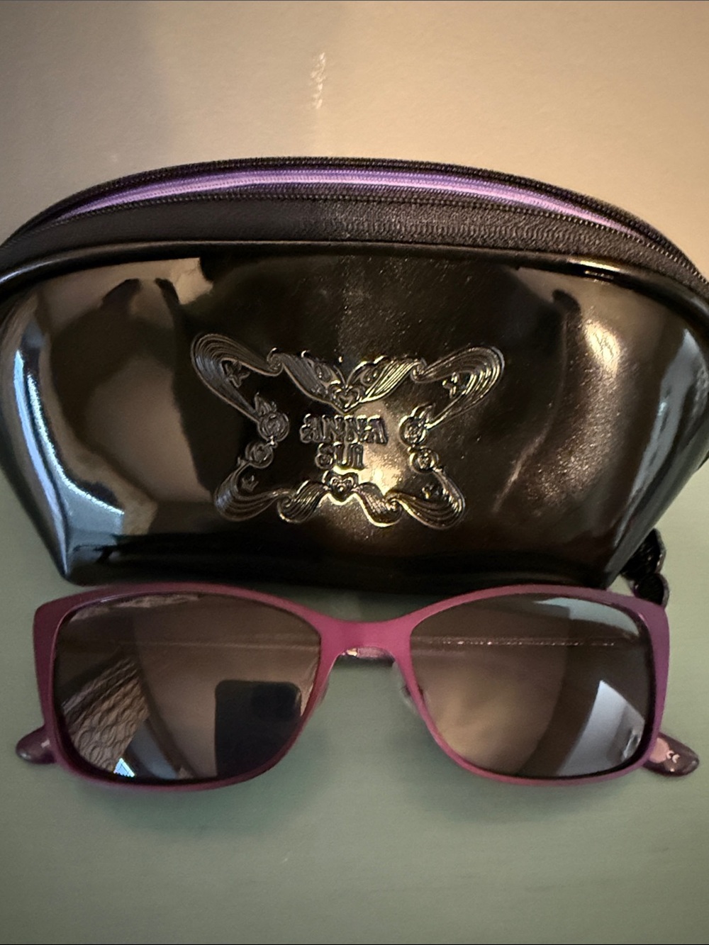 Anna Sui Ladies Purple Frame Sunglasses with Black Case